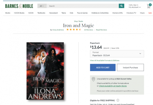 Link to Iron and Magic Paperback copy on BN