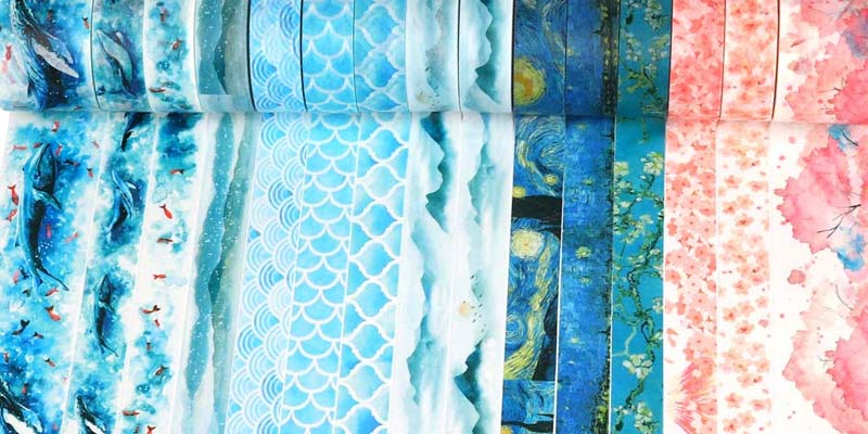 Washi tape with landscape and ocean designs