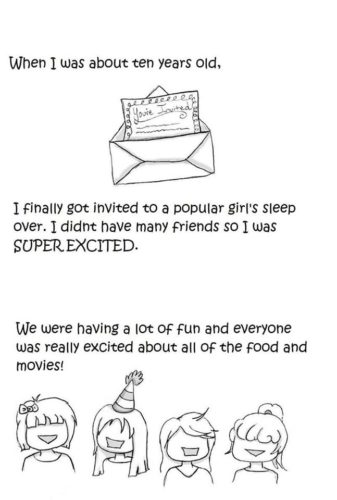 Webcomic: When I was about 10 years old, I finally got invited to a popular girl's sleep over. I didn't have many friends, so I was SUPER EXCITED.