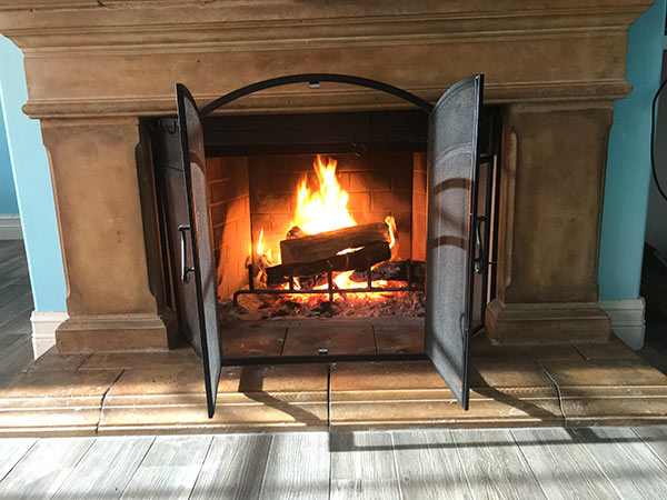 Fire in a fireplace