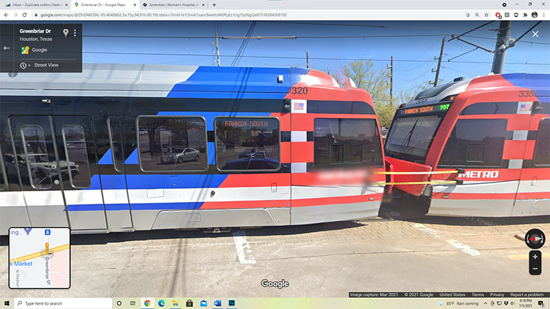 Houston Metro Train car blocking the view AGAIN.  OMG.