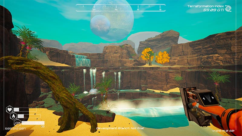 A beautiful terraced crater with multiple waterfalls.
