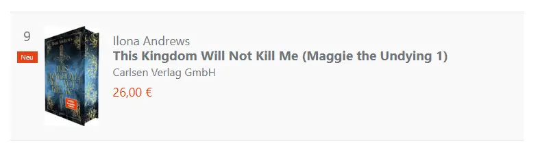 This Kingdom is #9 on SPIEGEL, a German Bestseller list. 