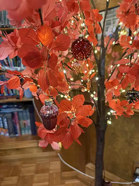 Close up of decorations featuring an acorn